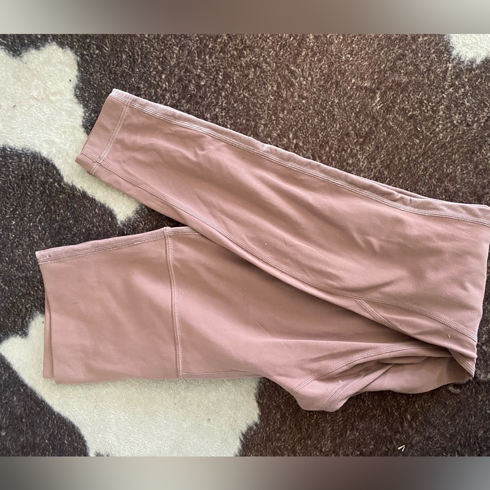 LULULEMON light pink leggings with velvet stripe down side
